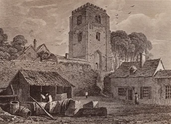 St. Marienkirche mit der alten Mauer 1824