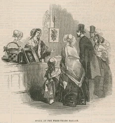 Stand auf dem Freihandelsbasar in Covent Garden, London