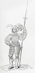 Anzug aus geripptem und graviertem Harnisch, aus Old England: A Pictorial Museum, veröffentlicht 1847