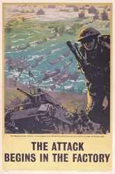 Der Angriff beginnt in der Fabrik, Zweiter Weltkrieg Plakat, 1943