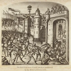 Die Schlacht bei Caen, die vom König von England erobert wurde