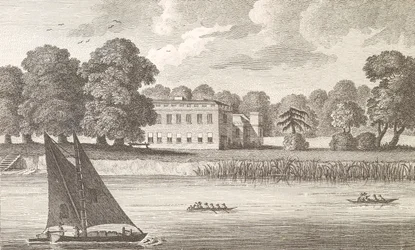 Der Palast des Bischofs von London in Fulham, graviert von Taylor, 1788