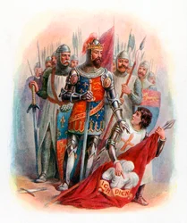 Der Schwarze Prinz findet das Banner des Königs von Böhmen auf dem Schlachtfeld von Crecy