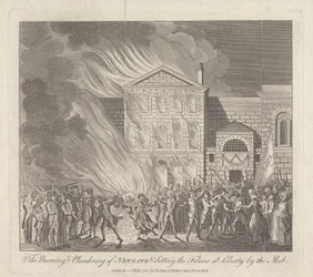 Das Brennen und Plündern von Newgate und die Befreiung der Verbrecher durch den Mob