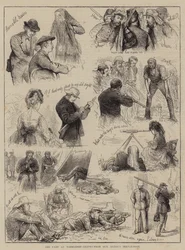 Das Lager in Wimbledon, Blätter aus dem Skizzenbuch unseres Künstlers (Gravur)