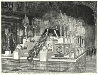 Der Katafalk für den Trauergottesdienst Seiner Majestät König Viktor Emanuel im Pantheon, Rom