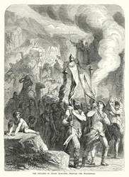 Die Kinder Israels marschieren durch die Wüste (Gravur)