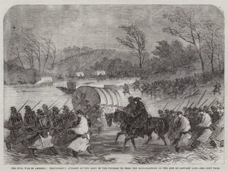 Der Bürgerkrieg in Amerika, erfolgloser Versuch der Potomac-Armee, am 20. Januar den Rappahannock zu überqueren