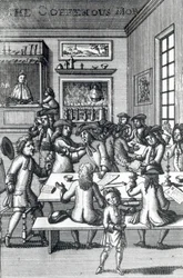 Der Kaffehaus-Mob, von Edward Ward, aus Vulgus Britannicus, 1710