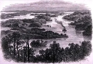 Der Zusammenfluss der Murray- und Darling-Flüsse, in der Nähe von Wentworth, New South Wales, Australien, aus 