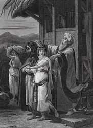 Die Abreise von Rebecca (Gravur)