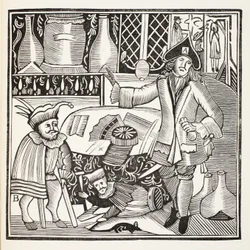 Der Teufel auf zwei Stöcken oder die Stadt unbedeckt, Illustration aus Chap-books des achtzehnten Jahrhunderts von John Ashton, veröffentlicht 1882