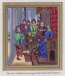 Der Graf von Flandern bittet um die Hilfe von Karl VI. von Frankreich