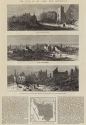 Das Feuer in St. John, New Brunswick (Stich)