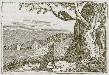 Der Fuchs und die Krähe (Gravur)