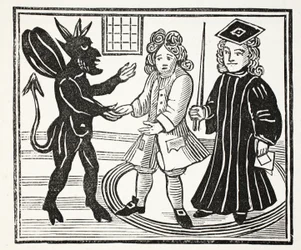 Die Geschichte von Dr. John Faustus, Illustration aus Chap-books of the Eighteenth Century von John Ashton, veröffentlicht 1882