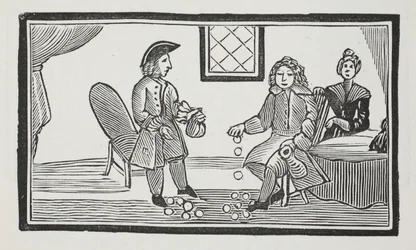 Die Geschichte des blinden Bettlers von Bethnal Green, Illustration aus Chap-books des achtzehnten Jahrhunderts von John Ashton, veröffentlicht 1882