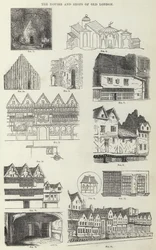 Die Häuser und Geschäfte des alten London (Gravur)