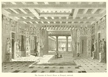 Das Innere des Hauses von Pansa in Pompeji, restauriert