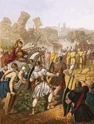 Die Israeliten umgeben die Mauern von Jericho