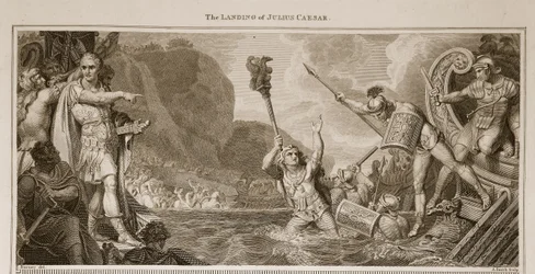 Die Landung von Julius Caesar, Illustration aus David Humes The History of England, veröffentlicht von R. Bowyer, London, 1812