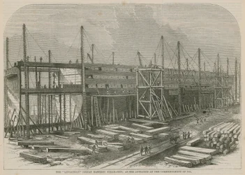 Das Dampfschiff Leviathan (Great Eastern), wie es zu Beginn des Jahres 1855 erschien