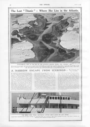 Die verlorene Titanic - Wo sie im Atlantik liegt, aus The Sphere, 27. April 1912