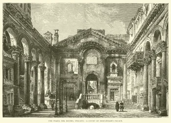Piazza del Duomo, Spalato, ein Hof des Diokletianspalastes (Gravur)