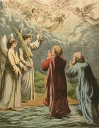 Die Pilger überqueren den Fluss