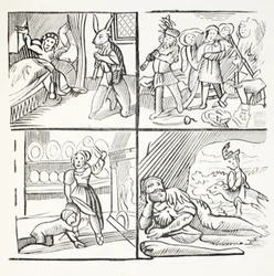 Die angenehme Geschichte von Jack Horner, Illustration aus Chap-books des achtzehnten Jahrhunderts von John Ashton, veröffentlicht 1882