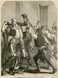 Das Volk zwingt Ludwig XVI., die rote Mütze anzunehmen, 1792