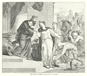 Die Königin von Saba am Hofe Salomos (Gravur)