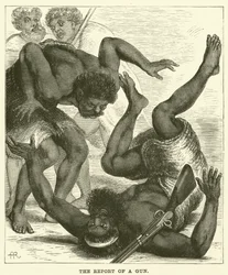 Der Schuss einer Waffe (Gravur)