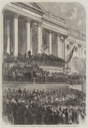 Die zweite Amtseinführung von Präsident Lincoln vor dem Kapitol in Washington (Stich)