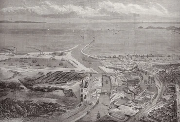 Der Hafen und die Docks von Swansea, aus The Illustrated London News, 22. Oktober 1881