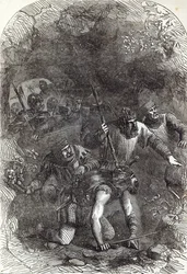 Die Truppen von Lord Montacute im unterirdischen Gang, Illustration aus 