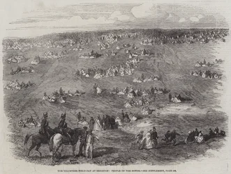 Der Freiwilligen-Feldtag in Brighton, Menschen auf den Downs