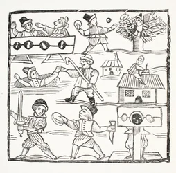 Der walisische Reisende oder Der unglückliche Waliser von Humphrey Cornish, Illustration aus Chap-books des achtzehnten Jahrhunderts von John Ashton, veröffentlicht 1882