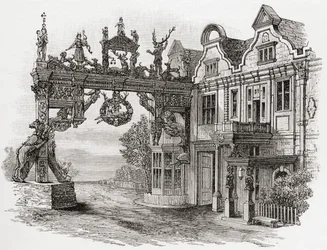 Das Weiße Hirsch Gasthaus, Scole, Norfolk im 17. Jahrhundert, aus 