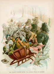 Der junge Jäger rettete den Schlitten vor der Gefahr