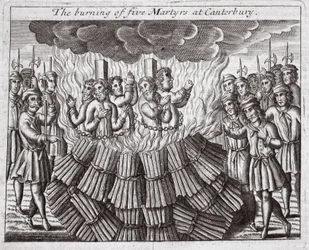 Die Verbrennung von fünf Märtyrern in Canterbury, Illustration aus 