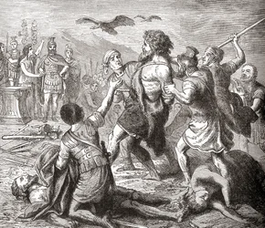 Die Gefangennahme des Teutobochus, eines legendären Riesen und Königs der Teutonen, aus Ward and Lock