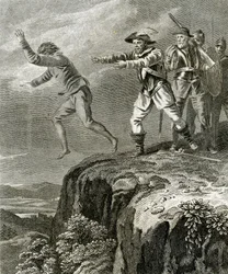 Die Flucht des protestantischen Märtyrers Anthony, Guiguo, um 1830 (Gravur)