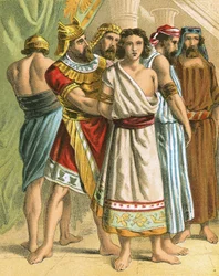 Die mächtigen Männer binden Schadrach, Meschach und Abed-Nego