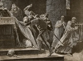 Die Ermordung Beckets in der Kathedrale von Canterbury, Illustration aus Cassell