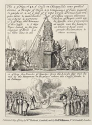 Der Abriss des Cheapside-Kreuzes durch Ikonoklasten und Puritaner und das Verbrennen des Buches der Sportarten am selben Ort am folgenden Sonntag im Mai 1643, 1809