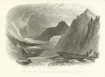 Der Gipfel von Snowdon vom Llanberis-Aufstieg, Wales