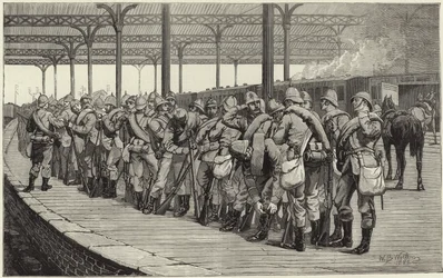 Die Freiwilligenüberprüfung: Abreise des Künstlerkorps vom Victoria-Bahnhof