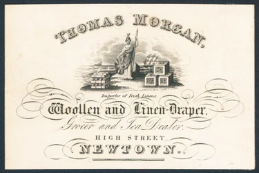 Thomas Morgan, Woll- und Leinenhändler, Lebensmittelhändler und Teehändler, Visitenkarte