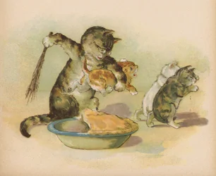 Drei kleine Kätzchen verloren ihre Handschuhe